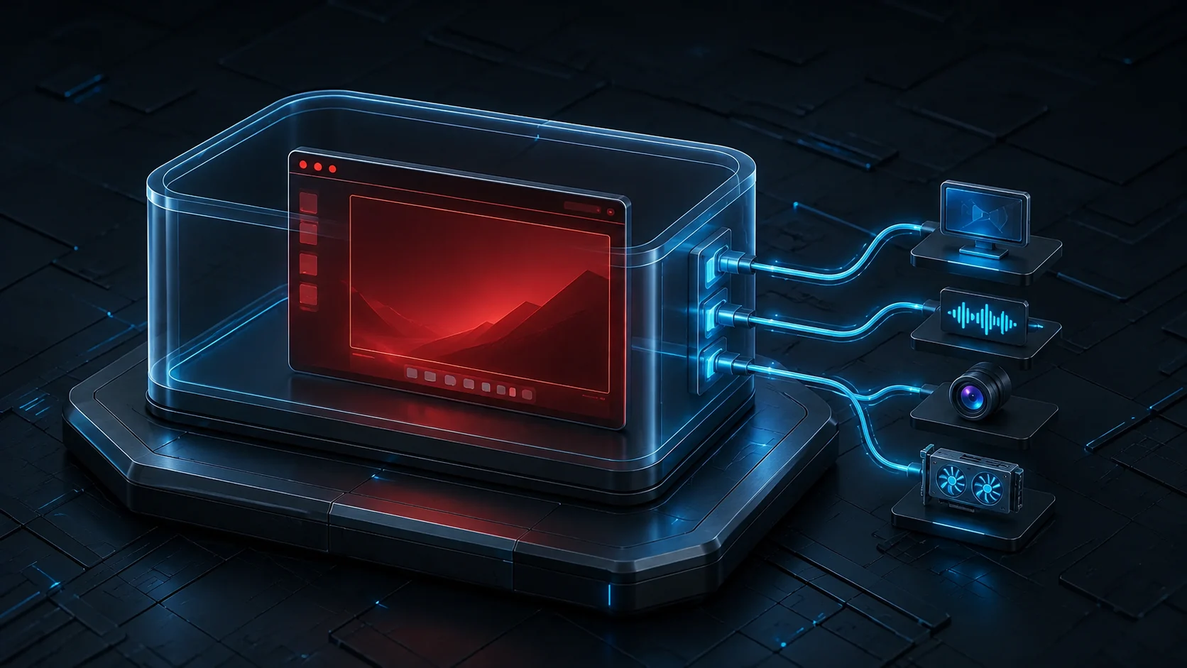 A remote desktop client contained inside a rootless application container, with controlled connections to host devices
